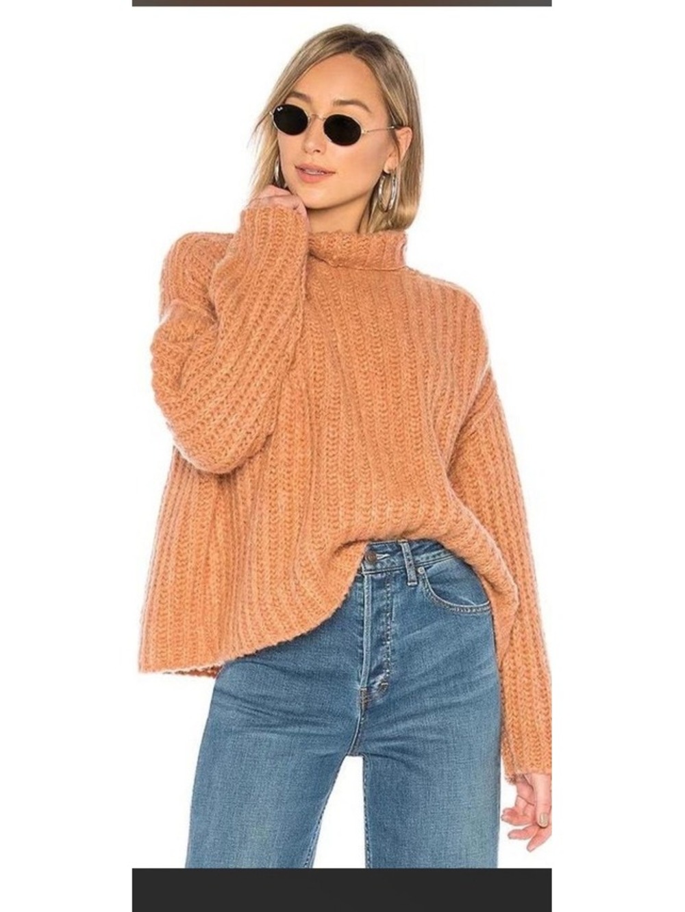 Free People Fluffy Fox Woven Pullover Sweater Papaya Orange Chunky Knit Small
